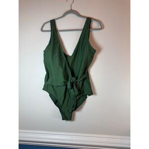 Summersalt The Perfect Wrap One Piece Swimsuit Green Size 14 V-Neck Tie Waist